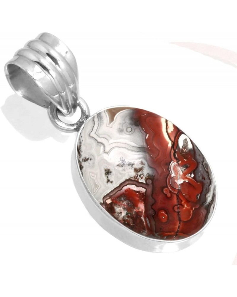 925 Sterling Silver Handmade Pendant for Women 12x16 Oval Gemstone Boho Silver Jewelry for Gift (99531_P) Crazy Lace Agate $1...