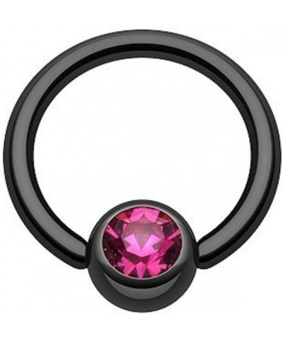 Colorline PVD Gem Ball Captive Bead Ring Size: 14GA, Length: 12mm, Ball Size: 6mm, Black/Fuchsia $8.50 Body Jewelry