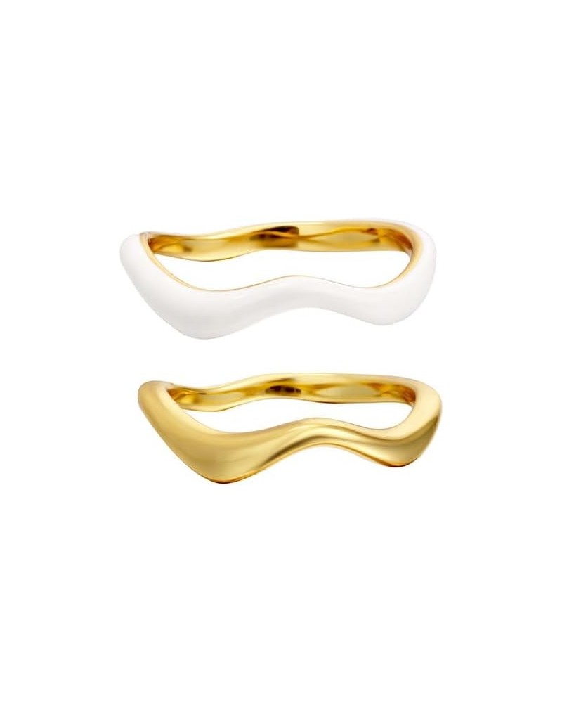 18K Gold 2 Piece Stacking Ring Set Jewelry for Women Gift for Her 5 03-Duo Wave $19.26 Rings