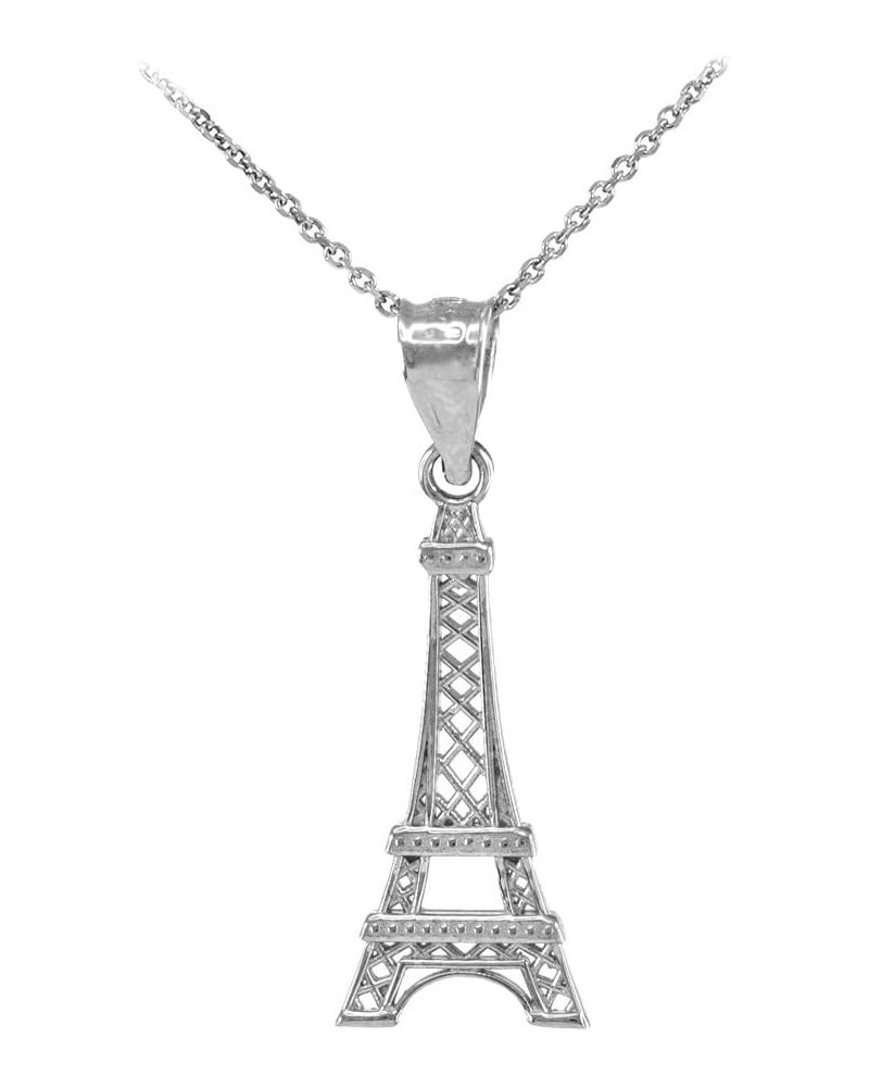 Fine 925 Sterling Silver Eiffel Tower Pendant Necklace 22.0 Inches $13.80 Necklaces