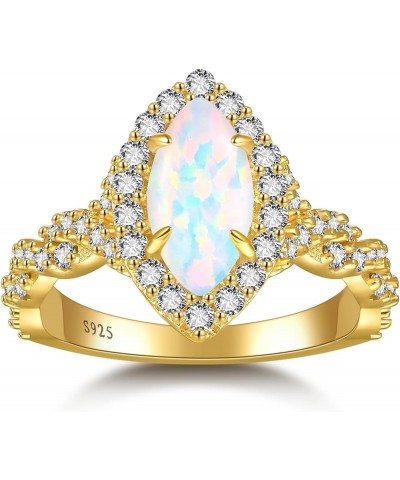 1.5carat Opal Engagement Rings For Women 925 Sterling Silver Marquise Opal Promise Rings for Her White/14K Gold Plated Weddin...