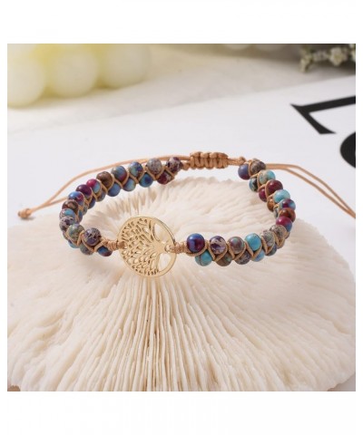 Tree of Life Turquoise Stone Bracelet for Women Girls Handmade Braided Layered Bead Bracelet with Black Gift Box Style-B $7.7...