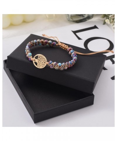 Tree of Life Turquoise Stone Bracelet for Women Girls Handmade Braided Layered Bead Bracelet with Black Gift Box Style-B $7.7...