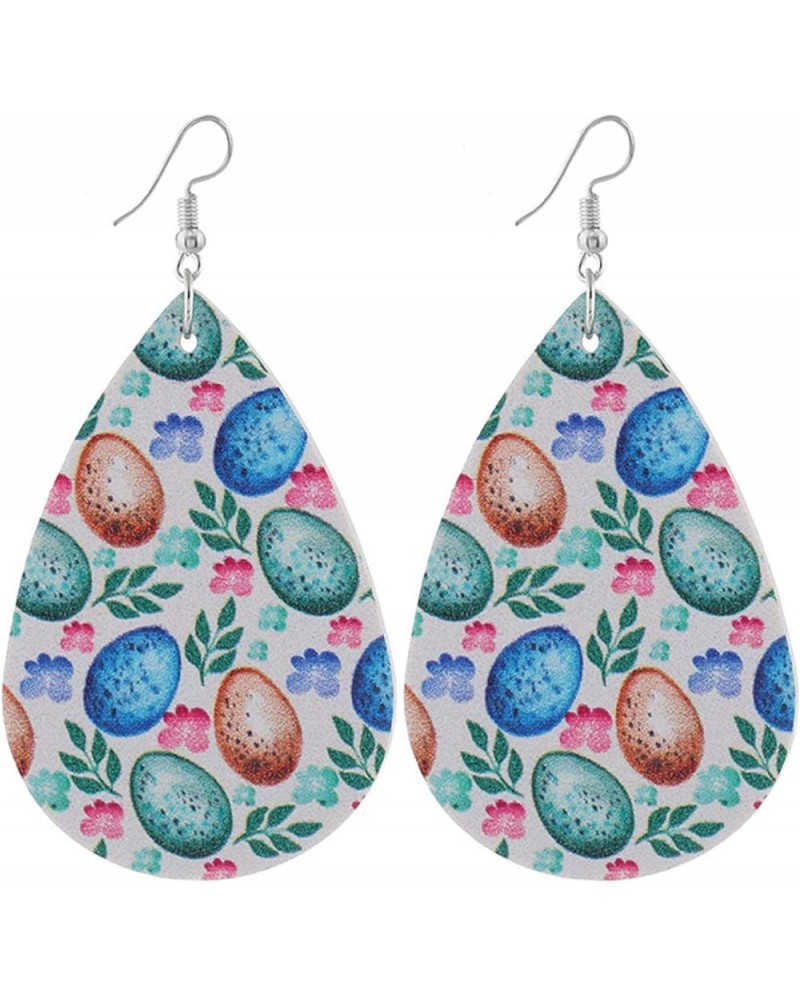 Women Easter Bunny Egg Teardrop Dangle Faux Leather Hook Earrings Jewelry Gift,Earrings for Women Girls 1 $2.89 Earrings