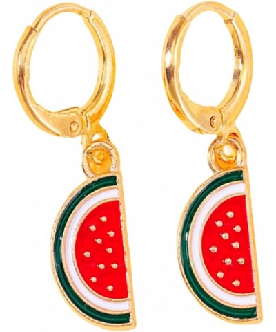 Colorful Strawberry Watermelon Banana Grape Fruit Earrings Gold Plated Funny Charm Enamel Summer Tropical Fruits Sweet Food S...