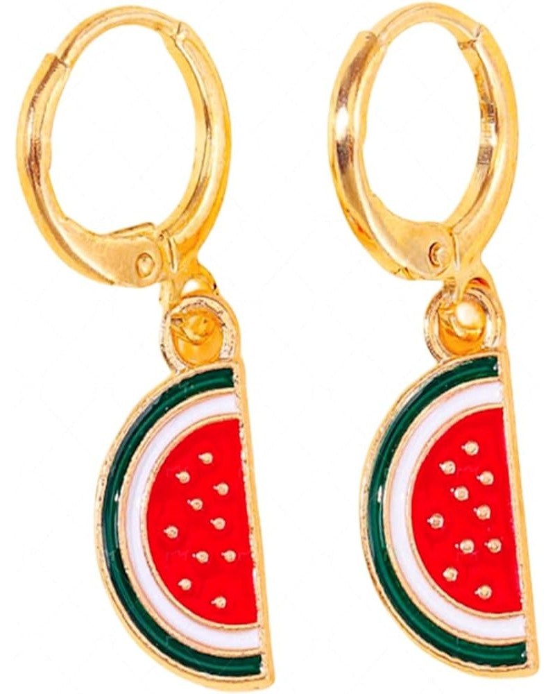 Colorful Strawberry Watermelon Banana Grape Fruit Earrings Gold Plated Funny Charm Enamel Summer Tropical Fruits Sweet Food S...