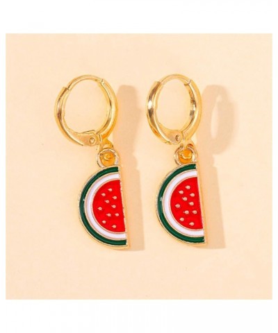 Colorful Strawberry Watermelon Banana Grape Fruit Earrings Gold Plated Funny Charm Enamel Summer Tropical Fruits Sweet Food S...