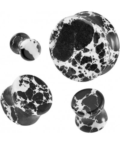 soscene Ear gauges Black Imperial jasper organic stone plugs 16MM-5/8 INCH $7.79 Others