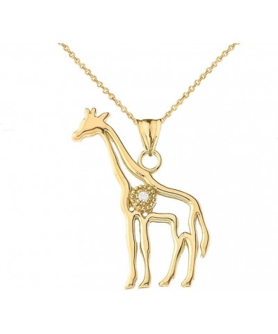 Fine 14k Yellow Gold Diamond Giraffe Outline Charm Pendant Necklace 18.0 Inches $96.59 Necklaces