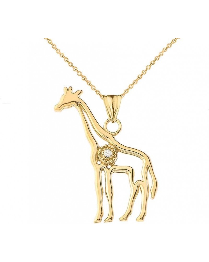 Fine 14k Yellow Gold Diamond Giraffe Outline Charm Pendant Necklace 18.0 Inches $96.59 Necklaces