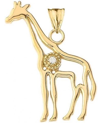 Fine 14k Yellow Gold Diamond Giraffe Outline Charm Pendant Necklace 18.0 Inches $96.59 Necklaces