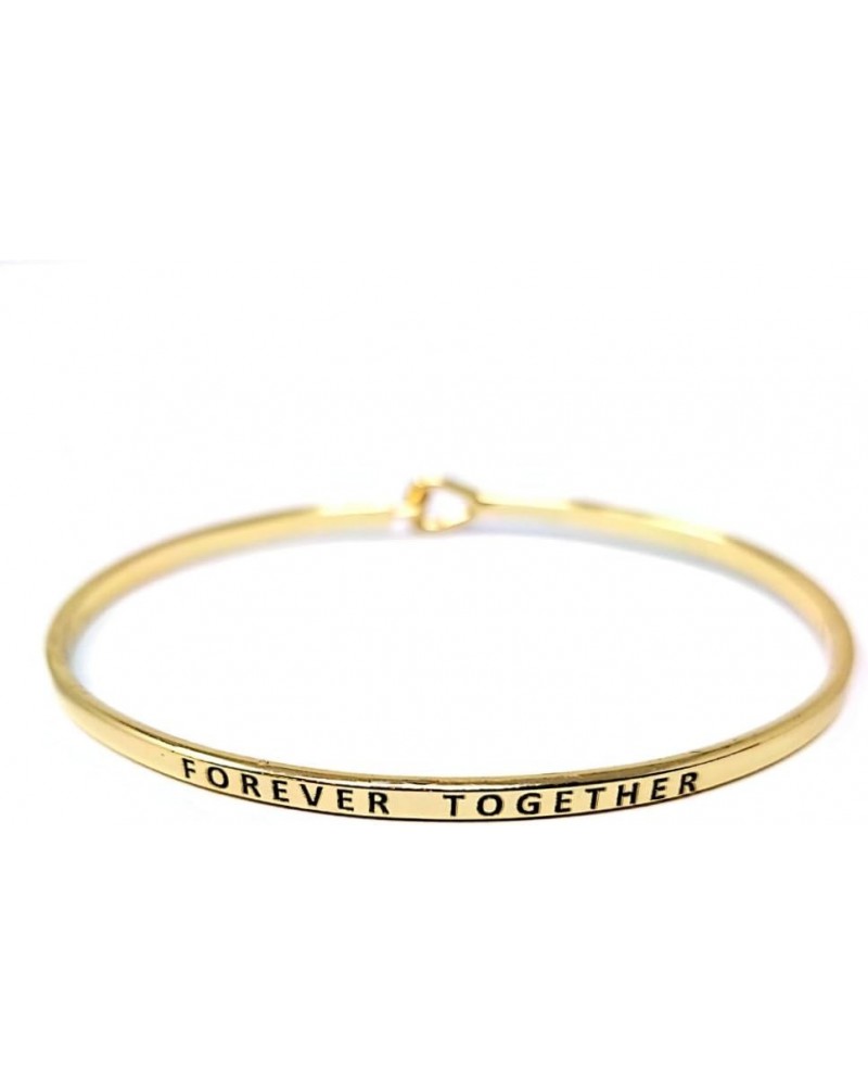 Inspirational Positive Quote Message Engraved Thin Cuff Bangle Hook Bracelet FOREVER TOGETHER-GOLD $8.79 Bracelets