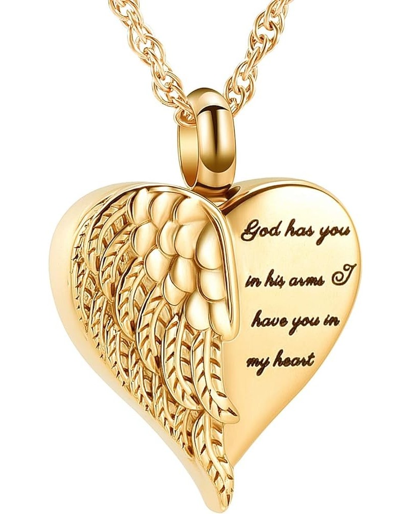 Cremation Heart Urn Necklace Ashes Jewelry for Women Men Keepsake Pendant Memorial Locket Ash Holder Wing-Gold $9.02 Necklaces