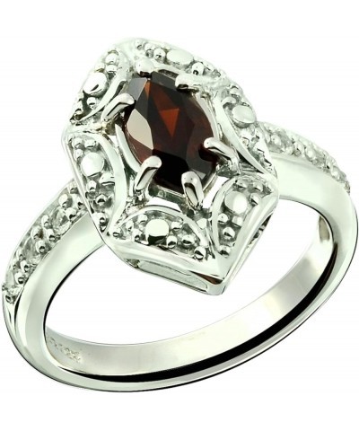 925 Sterling Silver Ring Genuine Gems Marquise 8x4 and Round Gems Accented, 0.70 Carat with Rhodium-Plated Finish Garnet $20....