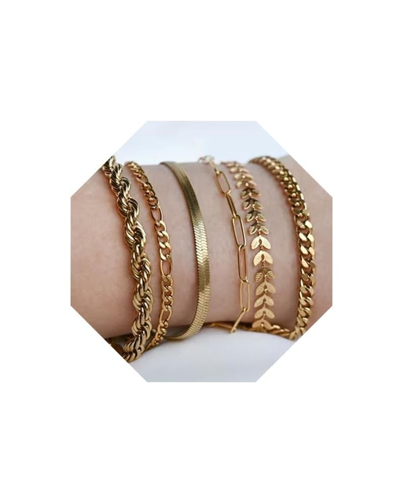 Gold Chain Bracelet Sets for Women Adjustable Trendy 14K Gold Plated Dainty Link Paperclip Bracelets Stake Layered Metal Link...