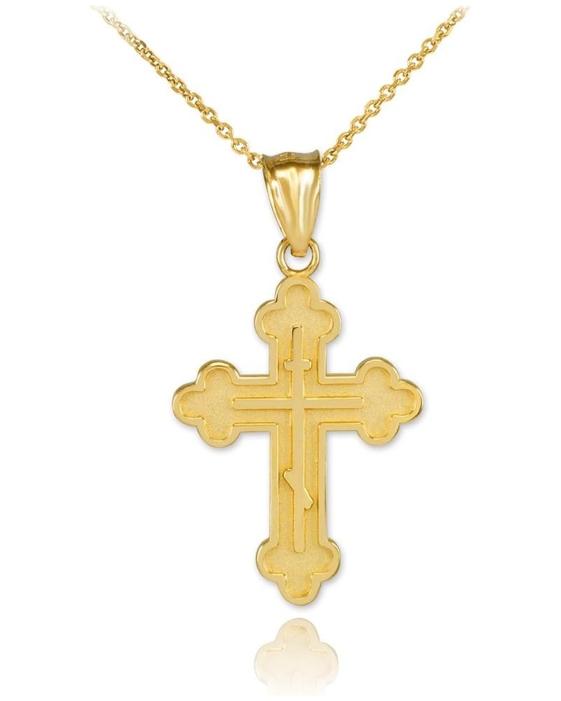 Solid 14k Gold Eastern Orthodox Cross Charm Pendant Necklace 16.0 Inches $142.79 Necklaces