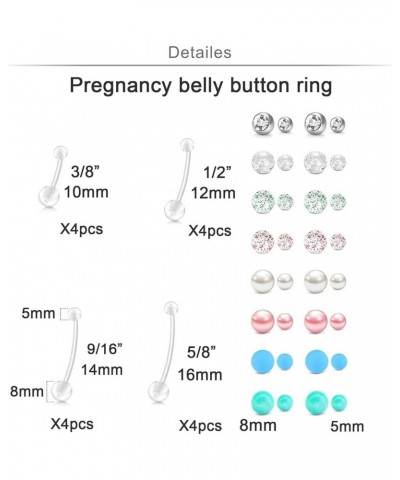 Plastic Pregnancy Belly Button Rings Long Bar Navel Rings for Maternity Sport Pregnant Women Flexible Clear Belly Piercing Re...