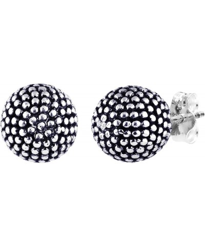 Charmsy 925 Sterling Silver Light-Weight Classic Hammered Round Ball Stud Earrings for Women Teen 7mm 8mm 9mm 10mm 11mm 11mm-...