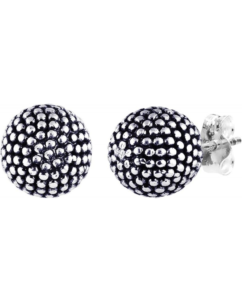 Charmsy 925 Sterling Silver Light-Weight Classic Hammered Round Ball Stud Earrings for Women Teen 7mm 8mm 9mm 10mm 11mm 11mm-...