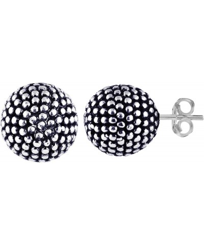 Charmsy 925 Sterling Silver Light-Weight Classic Hammered Round Ball Stud Earrings for Women Teen 7mm 8mm 9mm 10mm 11mm 11mm-...