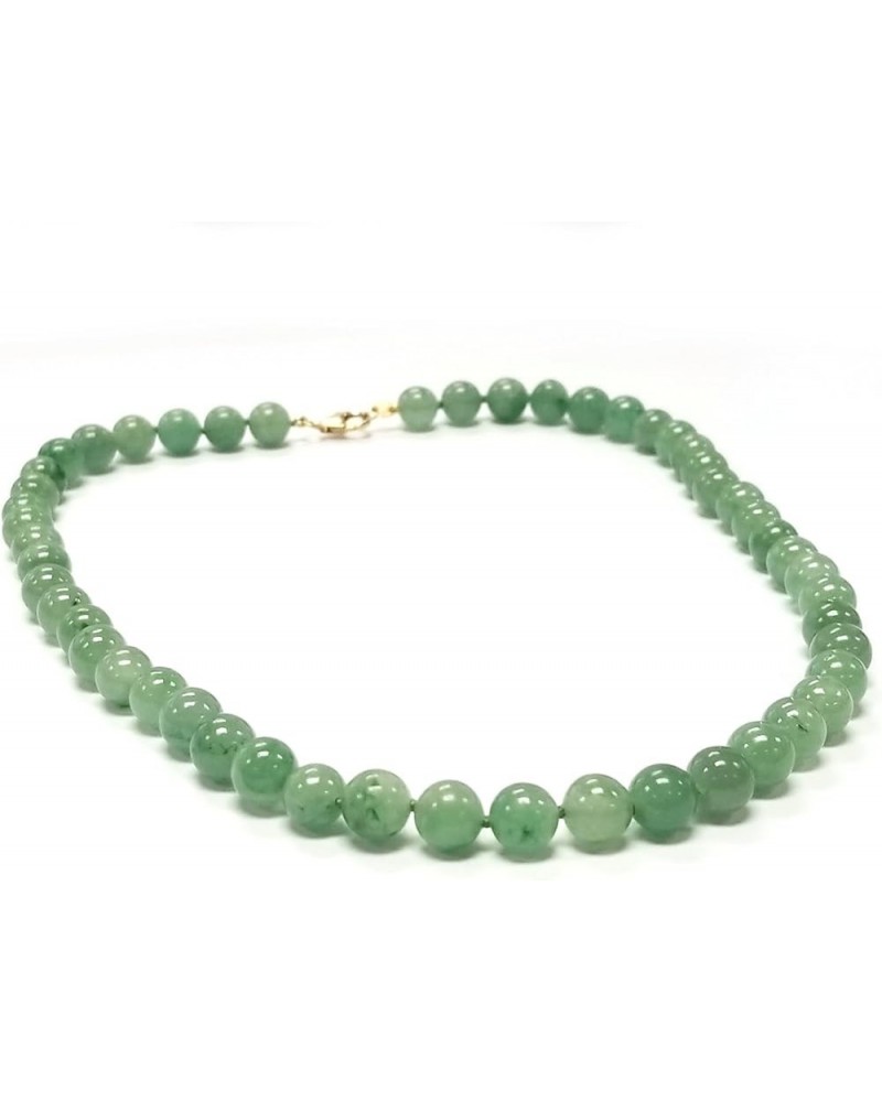 14K Yellow Gold 8mm Round Jade Necklace 22" Green $83.93 Necklaces