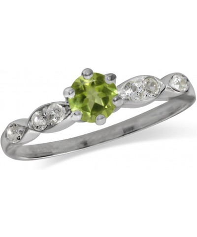 5mm Round Shape White Gold Plated 925 Sterling Silver Engagement Ring 8.5 Silver Peridot & White Topaz $14.38 Rings