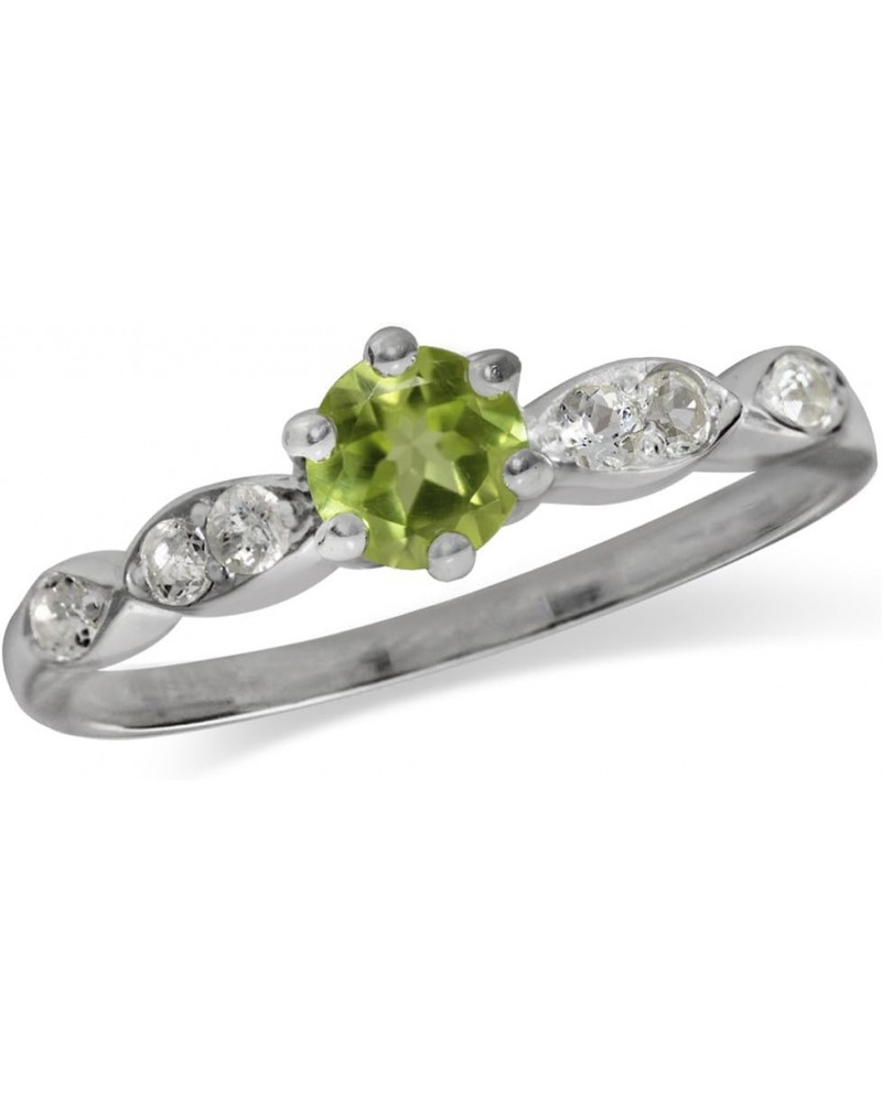 5mm Round Shape White Gold Plated 925 Sterling Silver Engagement Ring 8.5 Silver Peridot & White Topaz $14.38 Rings