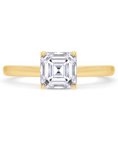 0.90 Carat 5.5MM Asscher Shape Lab Created Moissanite Diamond Solitaire Engagement Ring For Women In 10K Or 14K Solid Gold(VV...