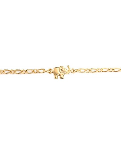 Dainty Three Multi Charm Lucky Elephant Bracelet For Women Teens 18K Gold Plated Brass 7.5 Inch Made In Brazil $10.07 Bracelets