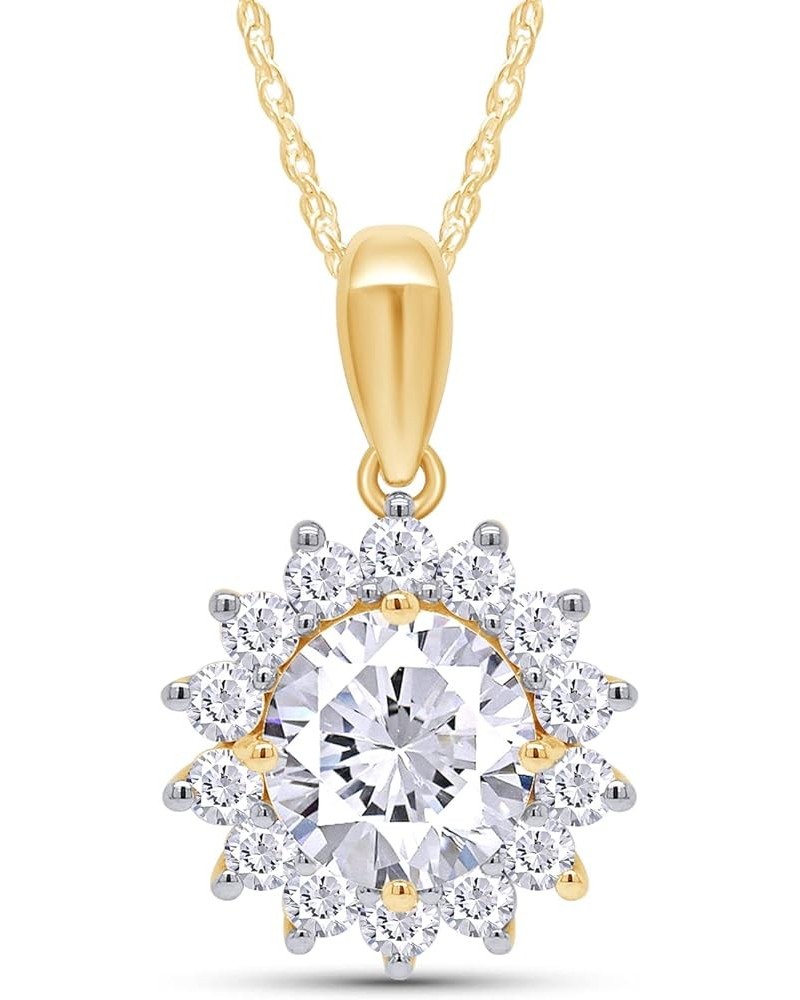 3CT Moissanite Pendant Necklace 18K Gold Plated Silver D Color Ideal Cut Lab Created Diamond Necklace for Women with Certific...