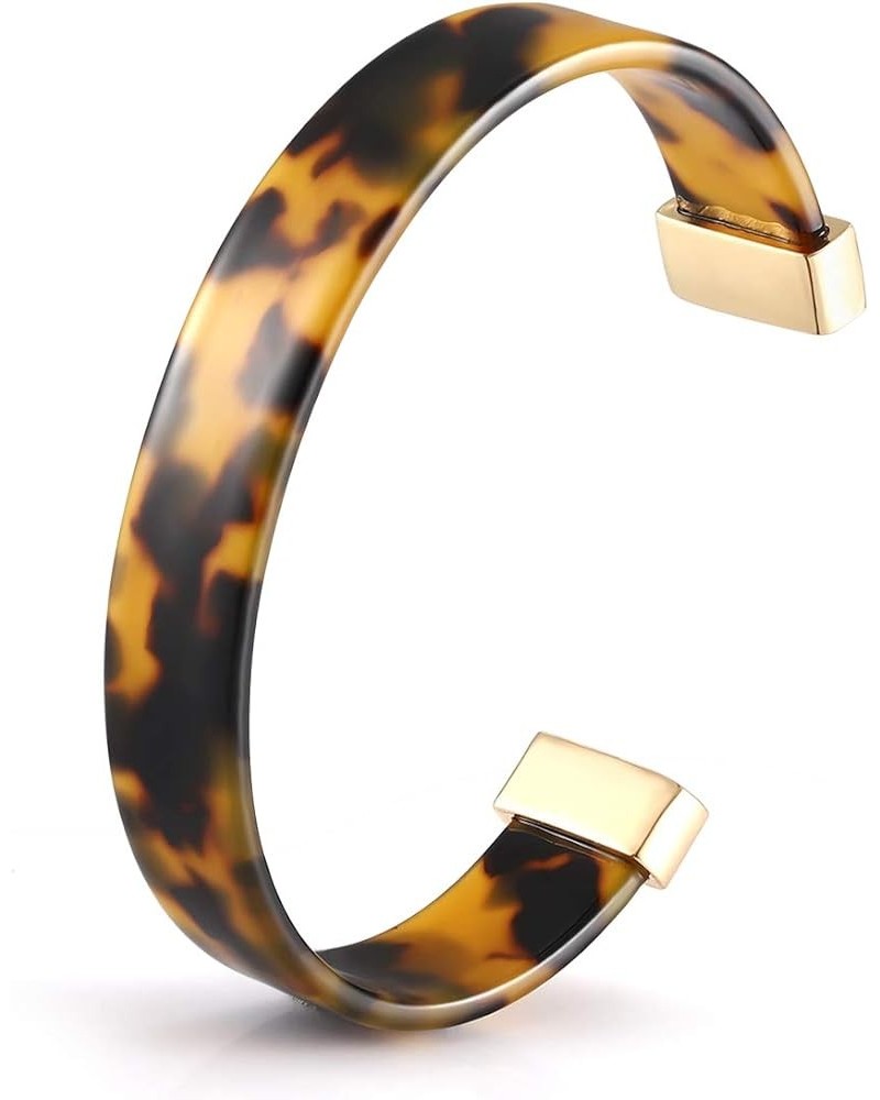 Open Cuff Bracelet Statement Acrylic Resin Lucite Cuff Bracelet Minimalist Tortoise Shell Bangles Bracelet Adjustable Lightwe...