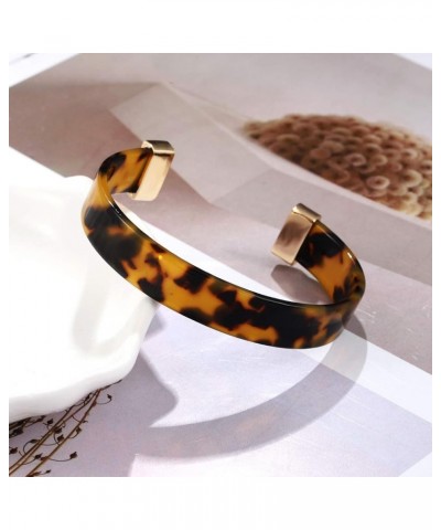 Open Cuff Bracelet Statement Acrylic Resin Lucite Cuff Bracelet Minimalist Tortoise Shell Bangles Bracelet Adjustable Lightwe...