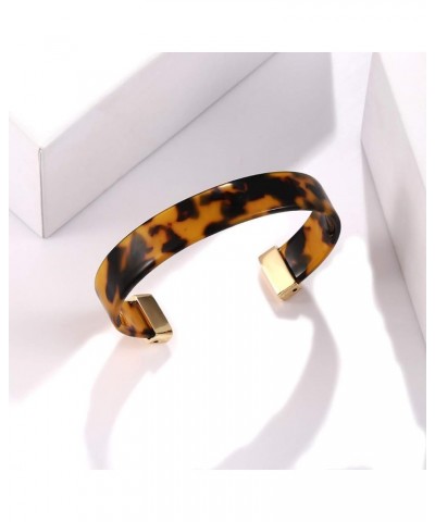 Open Cuff Bracelet Statement Acrylic Resin Lucite Cuff Bracelet Minimalist Tortoise Shell Bangles Bracelet Adjustable Lightwe...