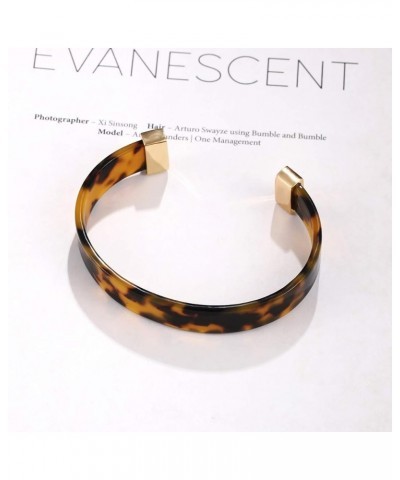 Open Cuff Bracelet Statement Acrylic Resin Lucite Cuff Bracelet Minimalist Tortoise Shell Bangles Bracelet Adjustable Lightwe...