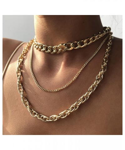 Layered Chunky Necklace for Women Gold Cuban Link Chain Carabiner Necklace Punk Statement Necklace Chunky Choker Necklace Jew...