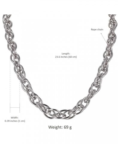 Rope Chain Necklace for Men 10mm Stainless Steel Twist Chain Mens Necklace Silver Chain Necklace for Men 19.7/21.7/23.6 Inch ...