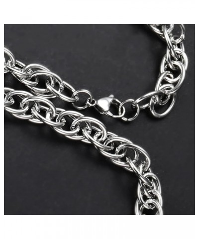 Rope Chain Necklace for Men 10mm Stainless Steel Twist Chain Mens Necklace Silver Chain Necklace for Men 19.7/21.7/23.6 Inch ...