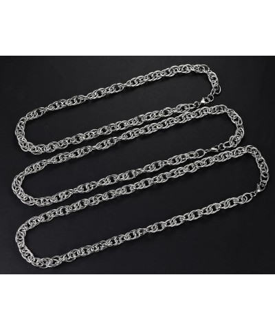 Rope Chain Necklace for Men 10mm Stainless Steel Twist Chain Mens Necklace Silver Chain Necklace for Men 19.7/21.7/23.6 Inch ...