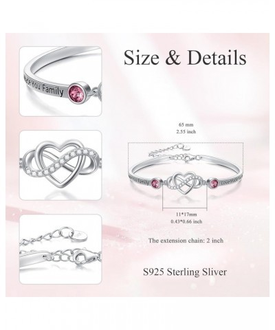 925 Sterling Silver Adjustable Infinity Heart Bangle Bracelet for Sister Best Friend Daughter Mom Grandma Granddaughter Daugh...