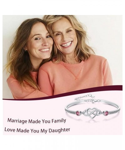 925 Sterling Silver Adjustable Infinity Heart Bangle Bracelet for Sister Best Friend Daughter Mom Grandma Granddaughter Daugh...