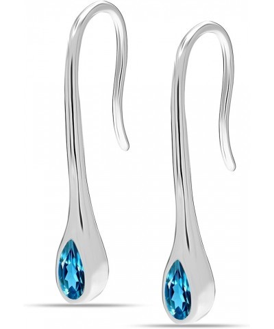 925 Sterling Silver Drop Earrings Lightweight Threader Wire Shaped Teardrop Dangle Earring for Women Blue Topaz-30MM $13.67 E...