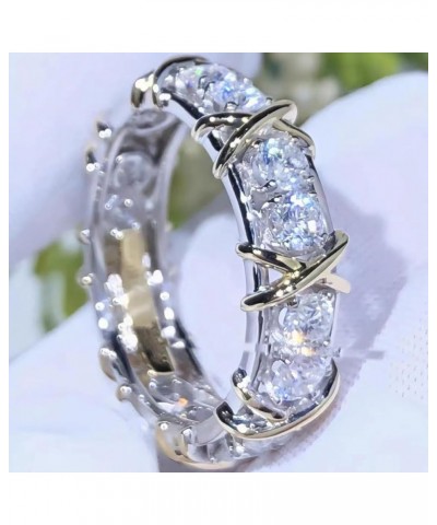 Moissanite Sterling Silver X Criss Cross Ring 925 Sterling Silver Cross Full Moissanite Diamond Ring with Ring Gift Box Engag...