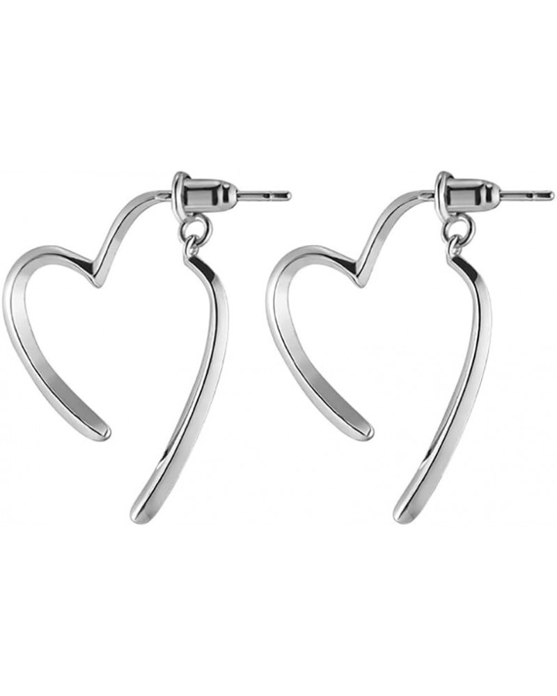 Fashion Heart Dangle Hoop Earrings for Women Girls 925 Sterling Silver Love Heart Drop Ear Jacket Earring Front Back Studs Mi...