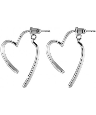 Fashion Heart Dangle Hoop Earrings for Women Girls 925 Sterling Silver Love Heart Drop Ear Jacket Earring Front Back Studs Mi...