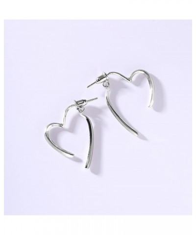 Fashion Heart Dangle Hoop Earrings for Women Girls 925 Sterling Silver Love Heart Drop Ear Jacket Earring Front Back Studs Mi...