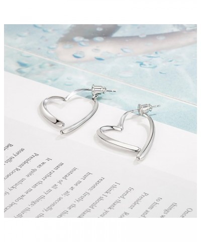 Fashion Heart Dangle Hoop Earrings for Women Girls 925 Sterling Silver Love Heart Drop Ear Jacket Earring Front Back Studs Mi...