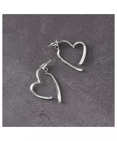 Fashion Heart Dangle Hoop Earrings for Women Girls 925 Sterling Silver Love Heart Drop Ear Jacket Earring Front Back Studs Mi...