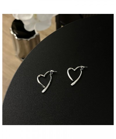 Fashion Heart Dangle Hoop Earrings for Women Girls 925 Sterling Silver Love Heart Drop Ear Jacket Earring Front Back Studs Mi...