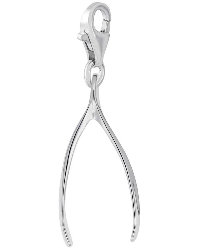 Wishbone Charm with Lobster Clasp White Gold $24.00 Bracelets