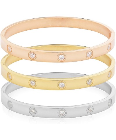 Stainless Steel Womens Hinged CZ Bangle Bracelets (Rose) Multi $12.41 Bracelets